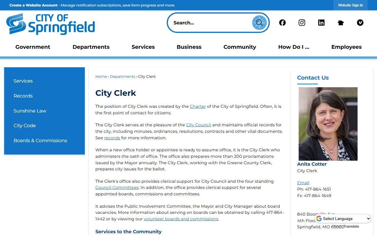 Springfield City Clerk office for Springfield family court records assistance