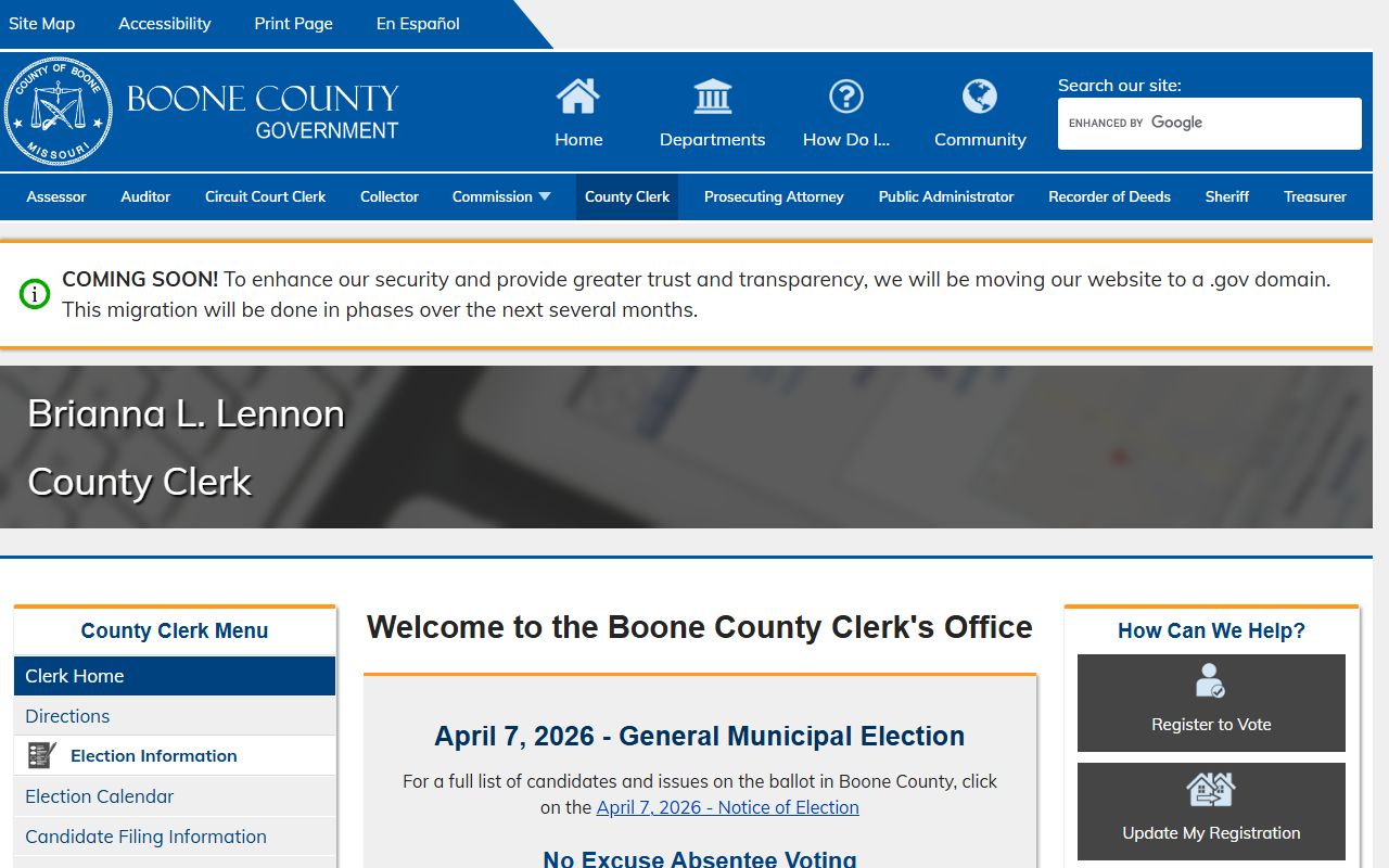 Boone County Circuit Clerk office for Columbia family court records