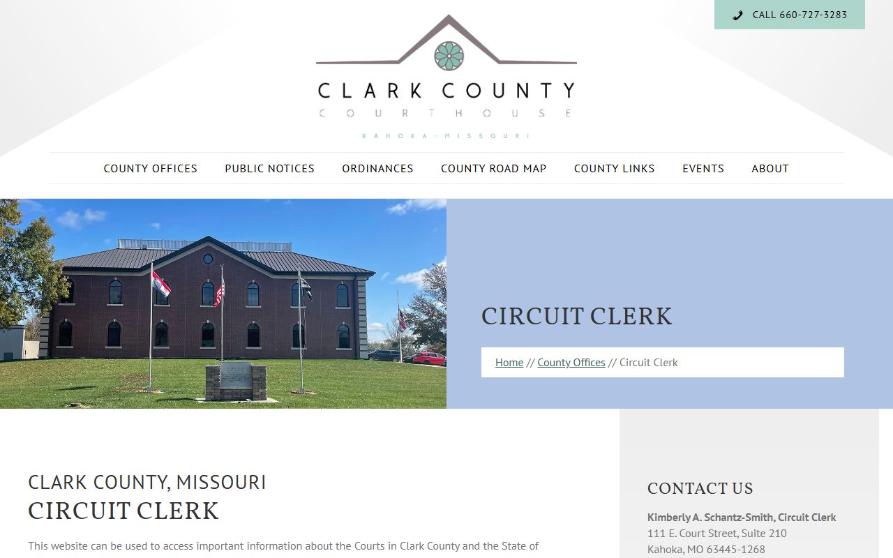 Clark County Circuit Clerk website for family court records in Kahoka