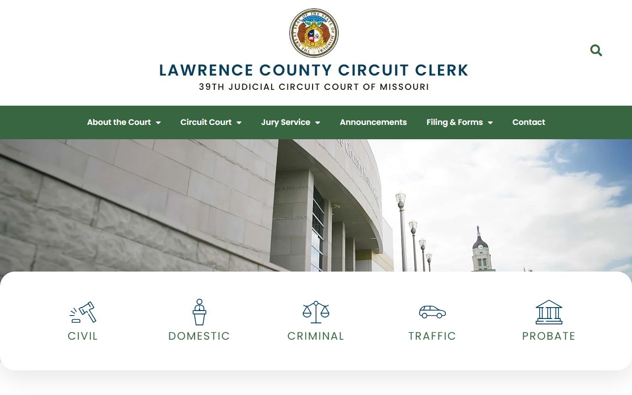 Lawrence County Circuit Clerk office for family court records in Mount Vernon